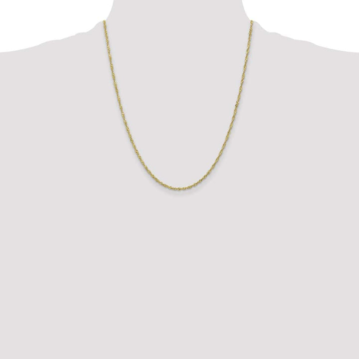 10K Yellow Gold 1.7mm Singapore Chain Size 22