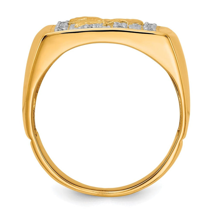 10k Yellow Gold 1/8 Carat Diamond Eagle Men's Ring