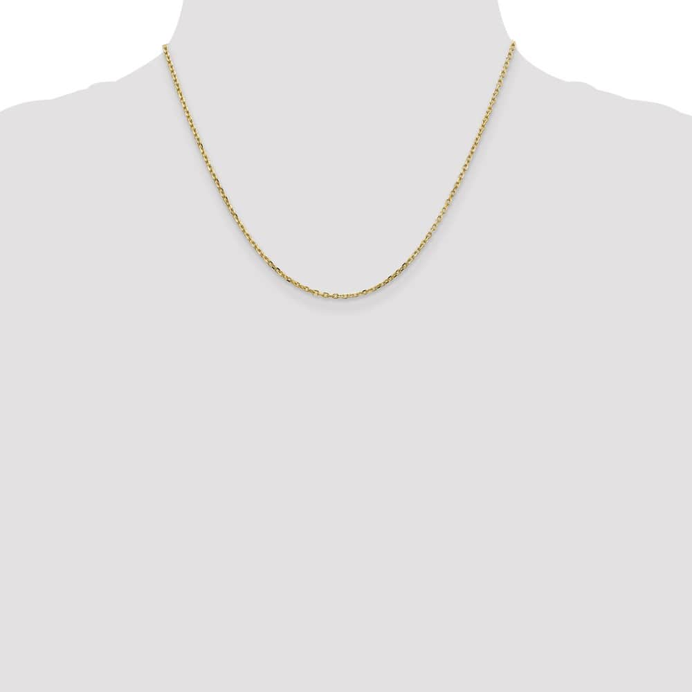 10K Yellow Gold 1.8mm D.C. Round Open Link Cable Chain Size 18
