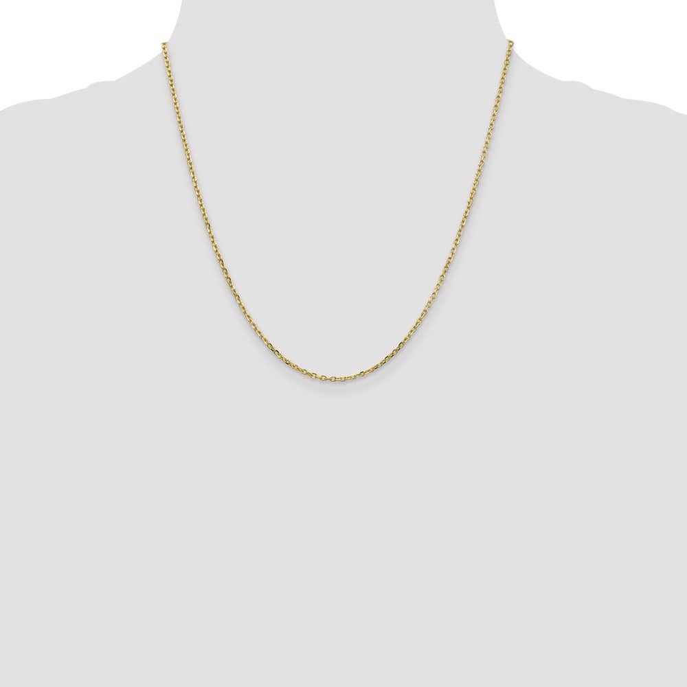 10K Yellow Gold 1.8mm D.C. Round Open Link Cable Chain Size 20
