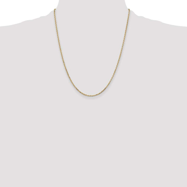 10K Yellow Gold 1.8mm D.C. Round Open Link Cable Chain Size 22