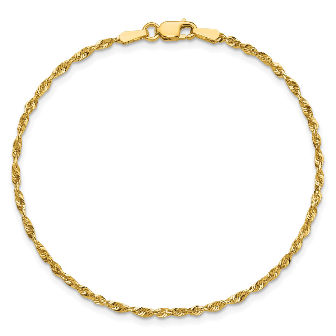 10K Yellow Gold 1.8mm Extra-Light D.C. Rope Chain Bracelet 6 Inch
