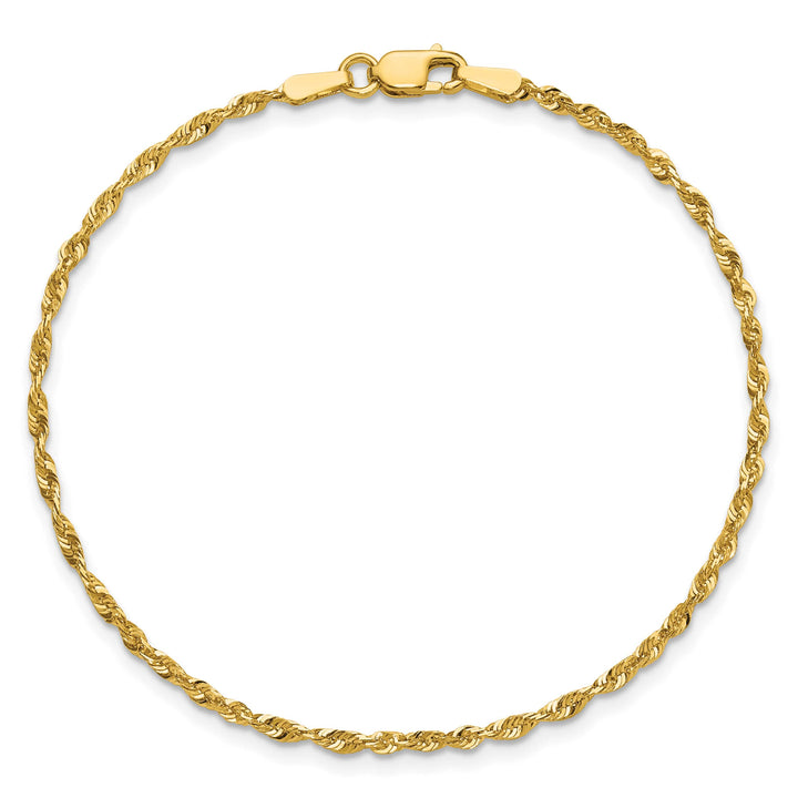 10K Yellow Gold 1.8mm Extra-Light D.C. Rope Chain Bracelet 6 Inch