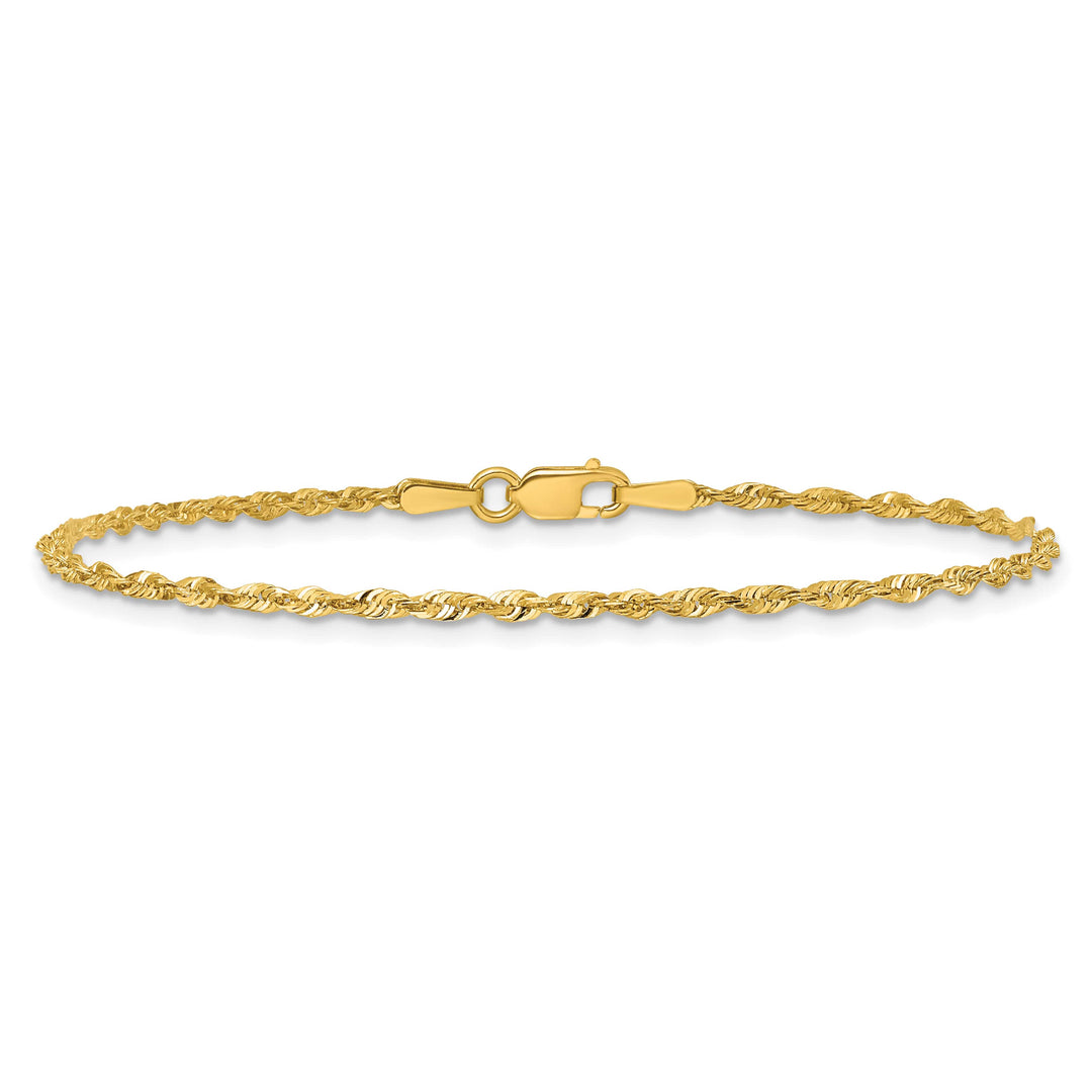 10K Yellow Gold 1.8mm Extra-Light D.C. Rope Chain Bracelet 6 Inch