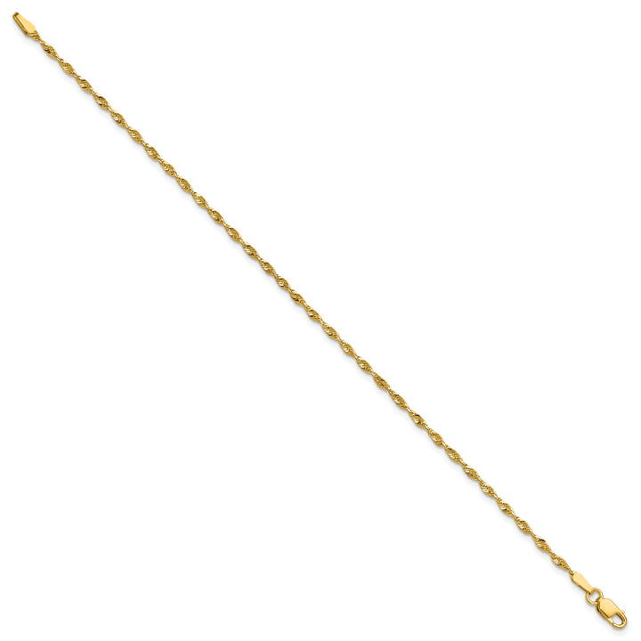10K Yellow Gold 1.8mm Extra-Light D.C. Rope Chain Bracelet 6 Inch