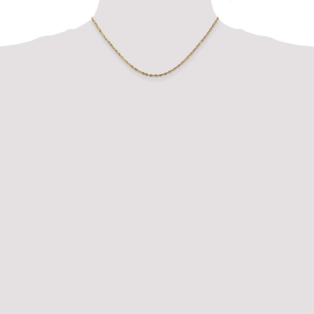 10K Yellow Gold 1.8mm Ultra D.C. Lightweight Rope Chain Size 16