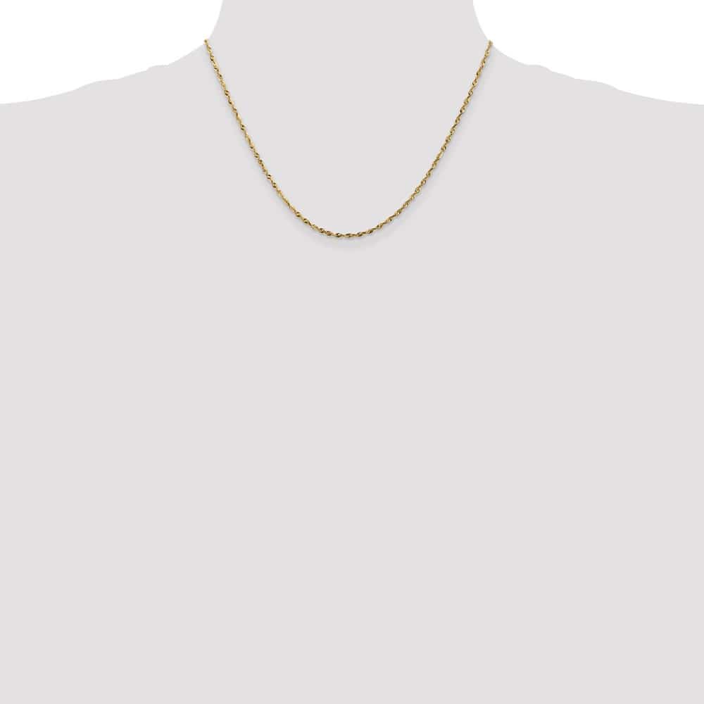 10K Yellow Gold 1.8mm Ultra D.C. Lightweight Rope Chain Size 18