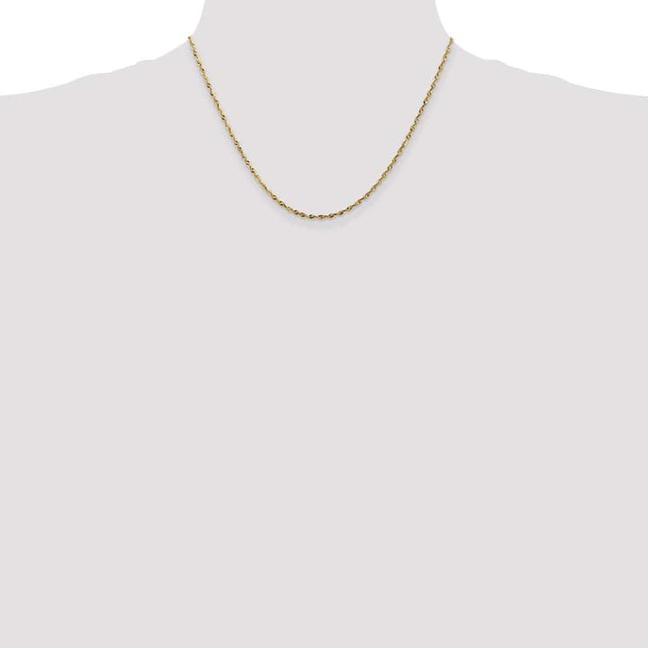 10K Yellow Gold 1.8mm Ultra D.C. Lightweight Rope Chain Size 18