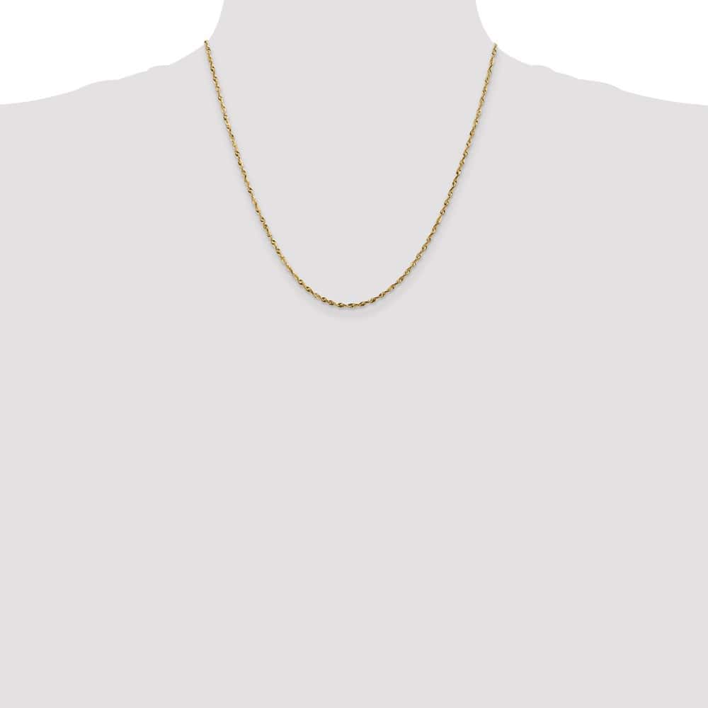 10K Yellow Gold 1.8mm Ultra D.C. Lightweight Rope Chain Size 20