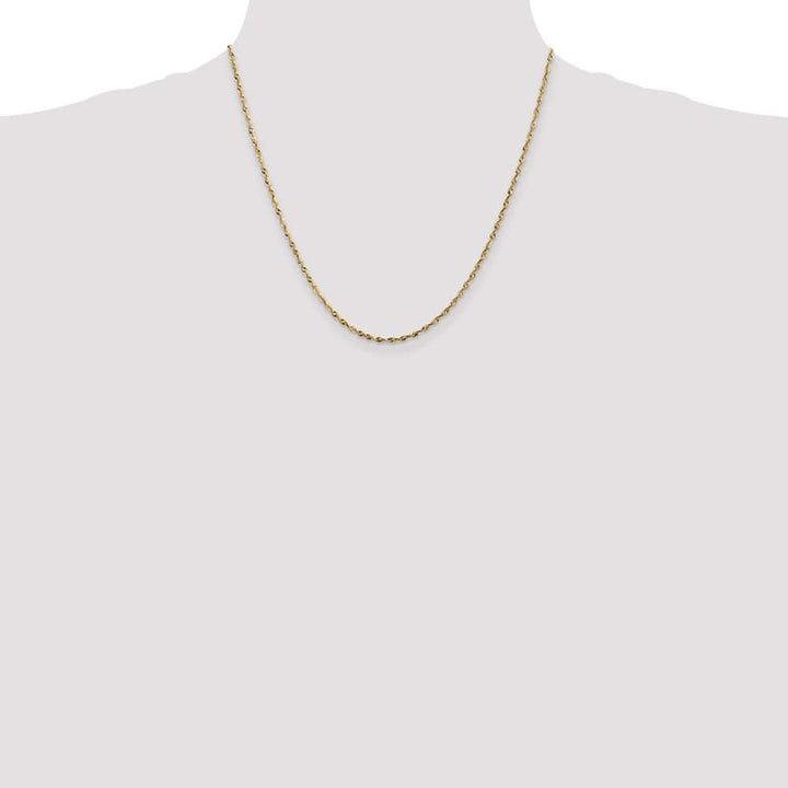 10K Yellow Gold 1.8mm Ultra D.C. Lightweight Rope Chain Size 20