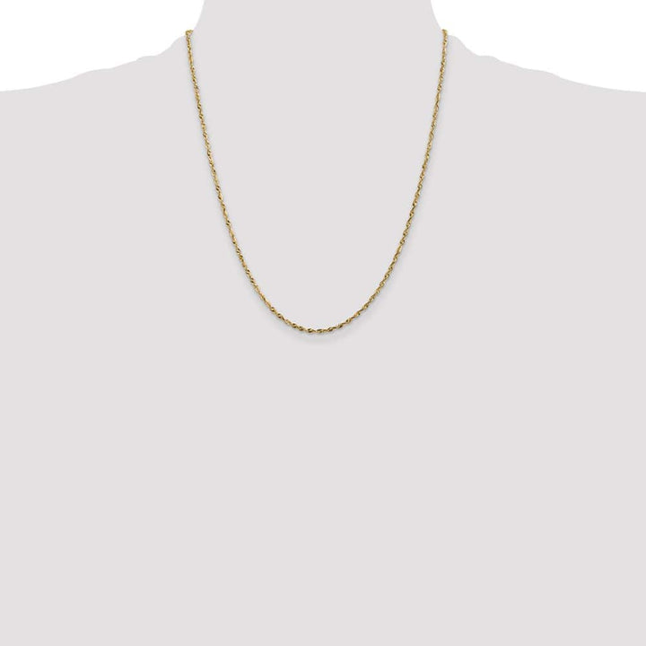 10K Yellow Gold 1.8mm Ultra D.C. Lightweight Rope Chain Size 22