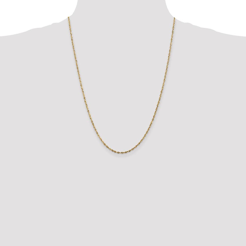 10K Yellow Gold 1.8mm Ultra D.C. Lightweight Rope Chain Size 24