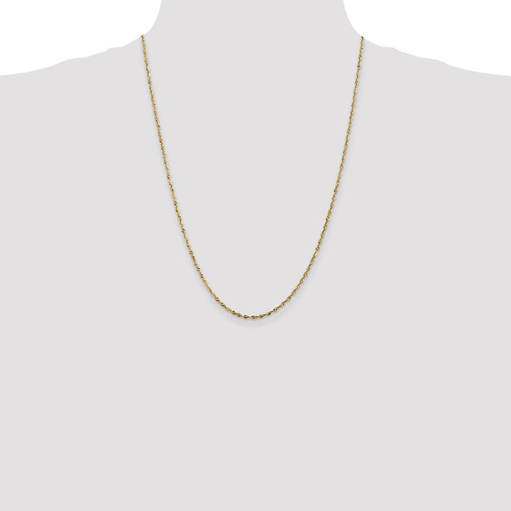 10K Yellow Gold 1.8mm Ultra D.C. Lightweight Rope Chain Size 24