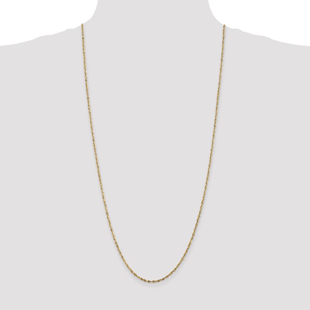 10K Yellow Gold 1.8mm Ultra D.C. Lightweight Rope Chain Size 30