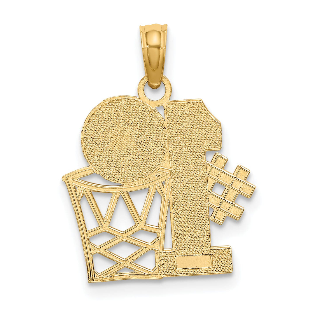 10K Yellow Gold #1 Basketball with Hoop Charm