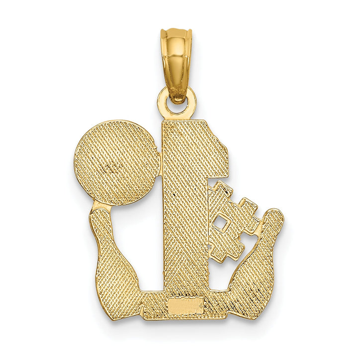 10K Yellow Gold #1 Bowling Ball and Two Pins Charm