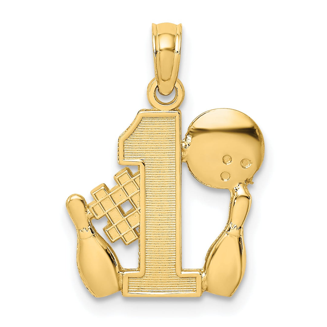 10K Yellow Gold #1 Bowling Ball and Two Pins Charm