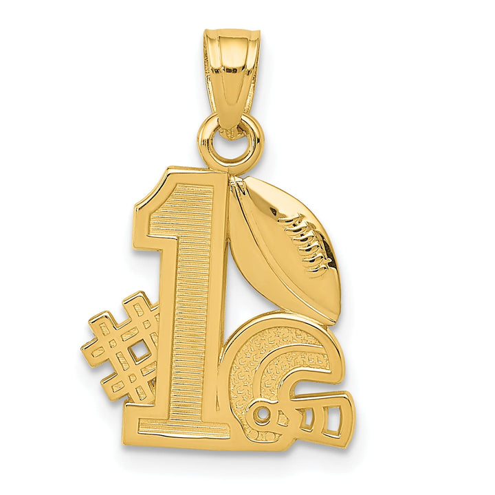 10K Yellow Gold #1 Football with Helmet Charm