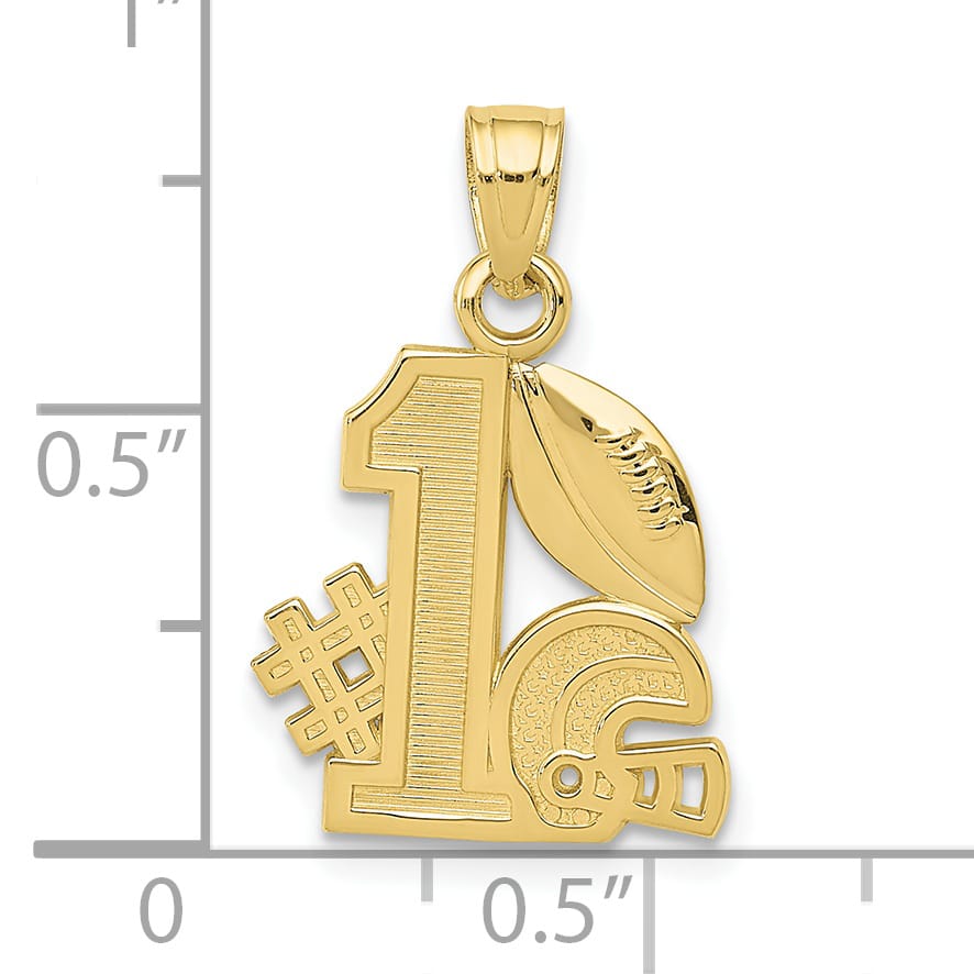 10K Yellow Gold #1 Football with Helmet Charm