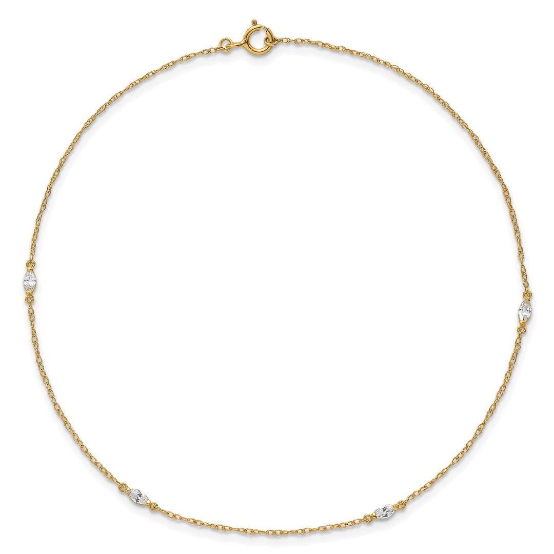 10K Yellow Gold 1 mm Cable Anklet
