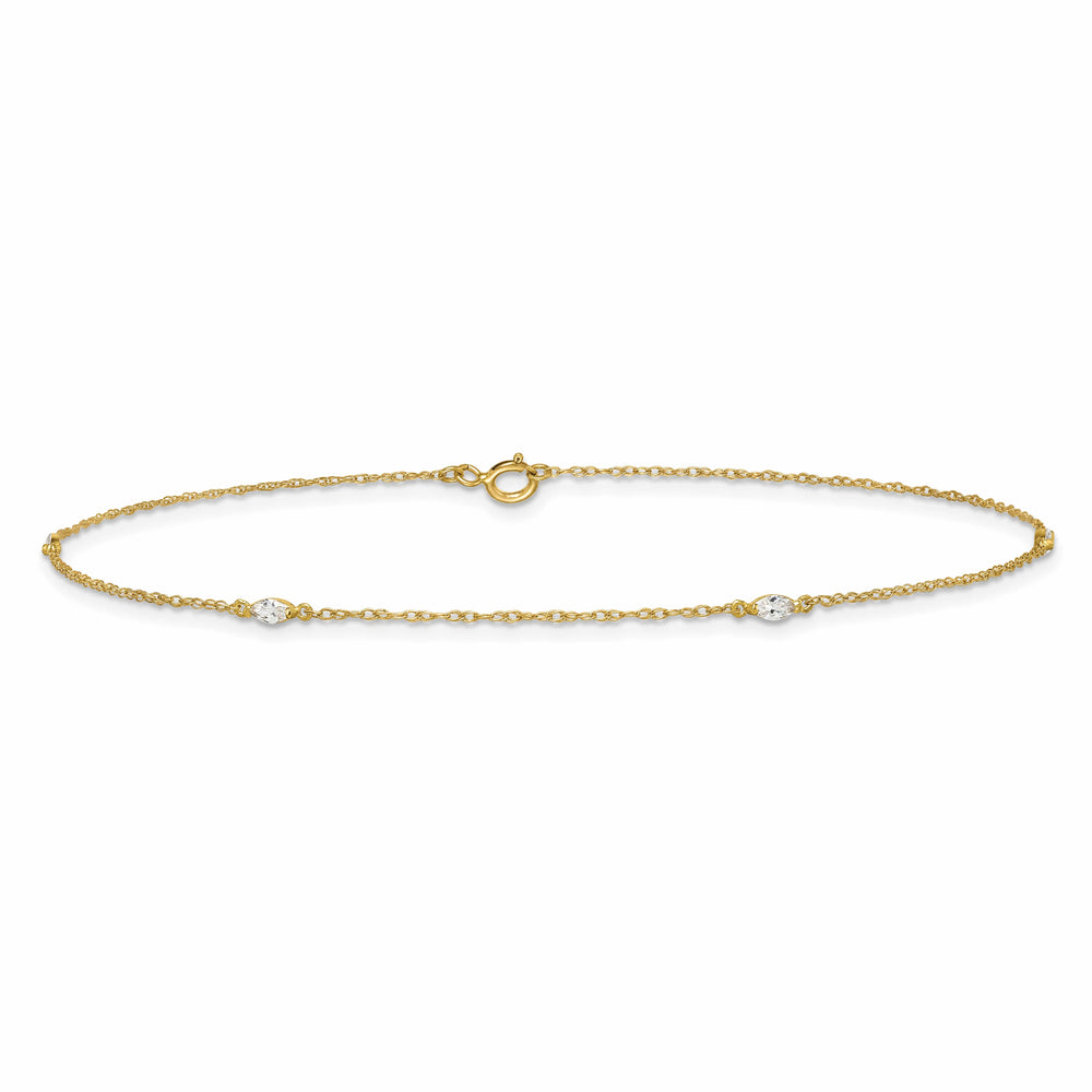 10K Yellow Gold 1 mm Cable Anklet