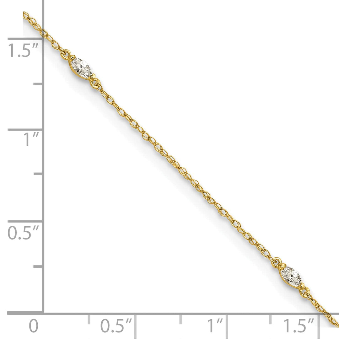 10K Yellow Gold 1 mm Cable Anklet