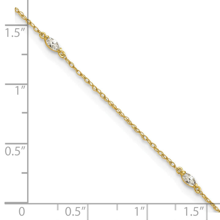 10K Yellow Gold 1 mm Cable Anklet