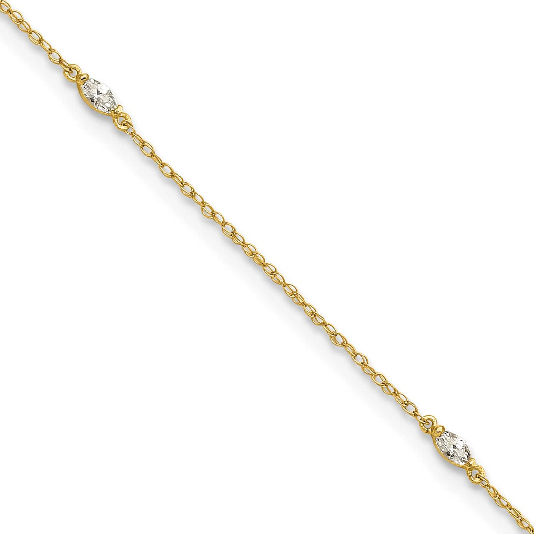 10K Yellow Gold 1 mm Cable Anklet