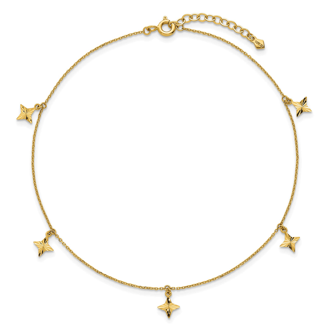 10K Yellow Gold 1 mm D.C. Cable Anklet
