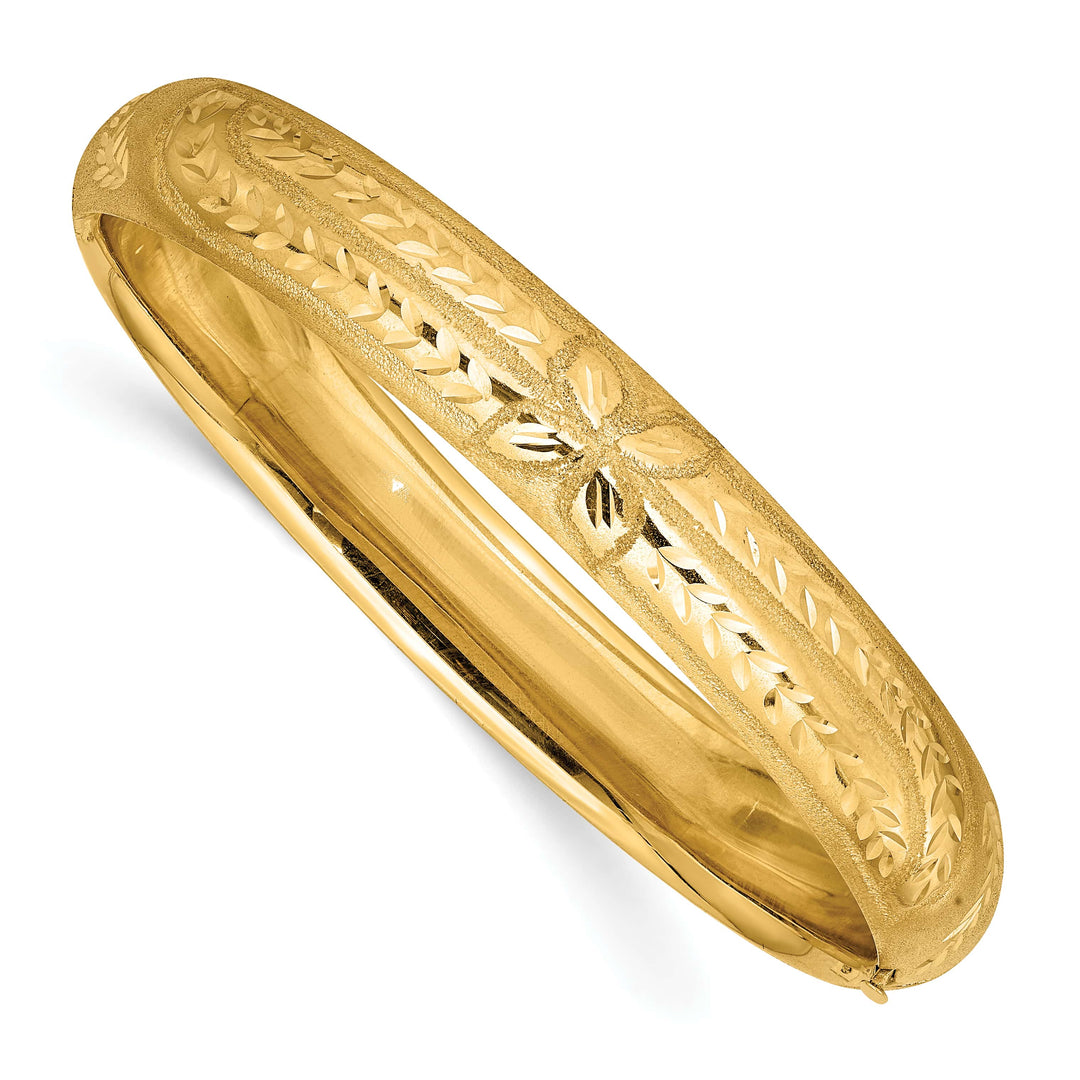 10K Yellow Gold 10 mm D.C. Polished Hinged Bangle