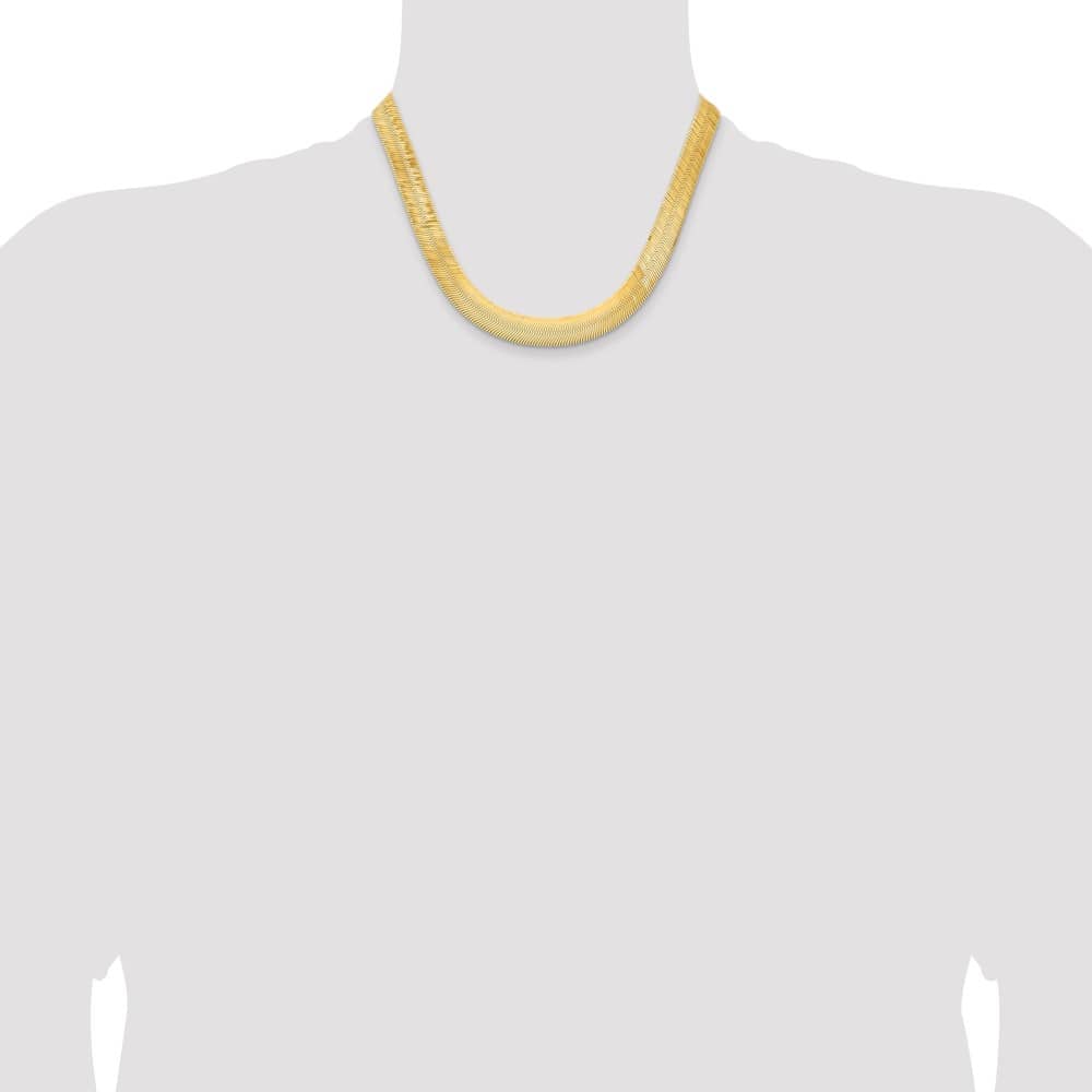 10K Yellow Gold 10mm Silky Herringbone Chain Size 18