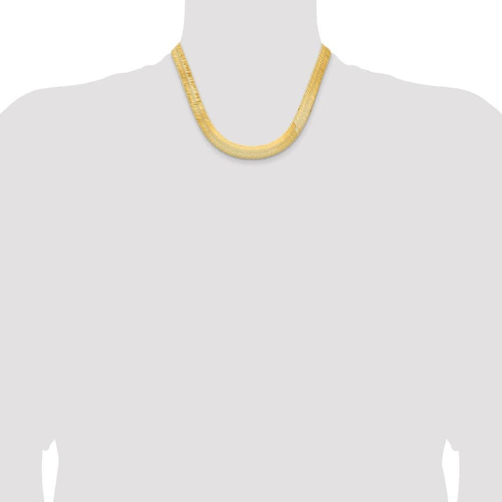 10K Yellow Gold 10mm Silky Herringbone Chain Size 18