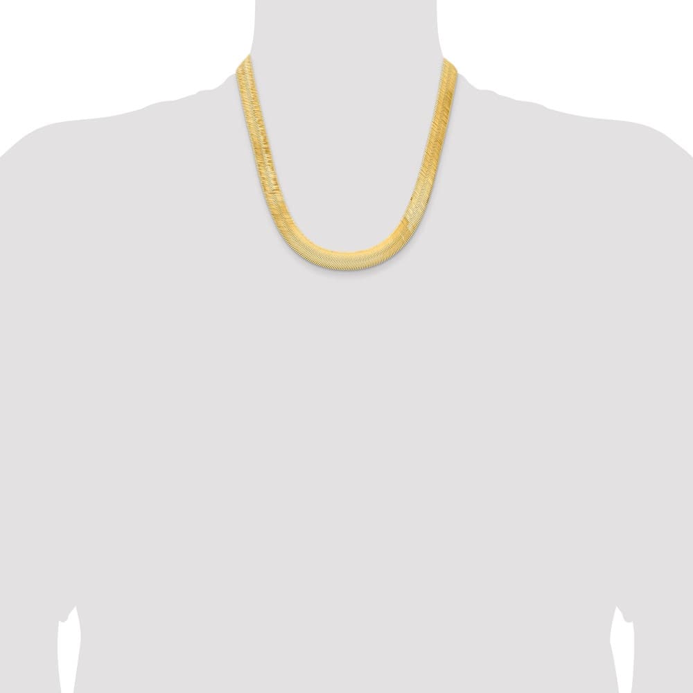 10K Yellow Gold 10mm Silky Herringbone Chain Size 20
