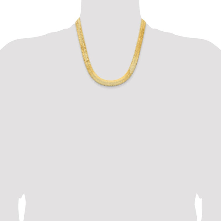 10K Yellow Gold 10mm Silky Herringbone Chain Size 20
