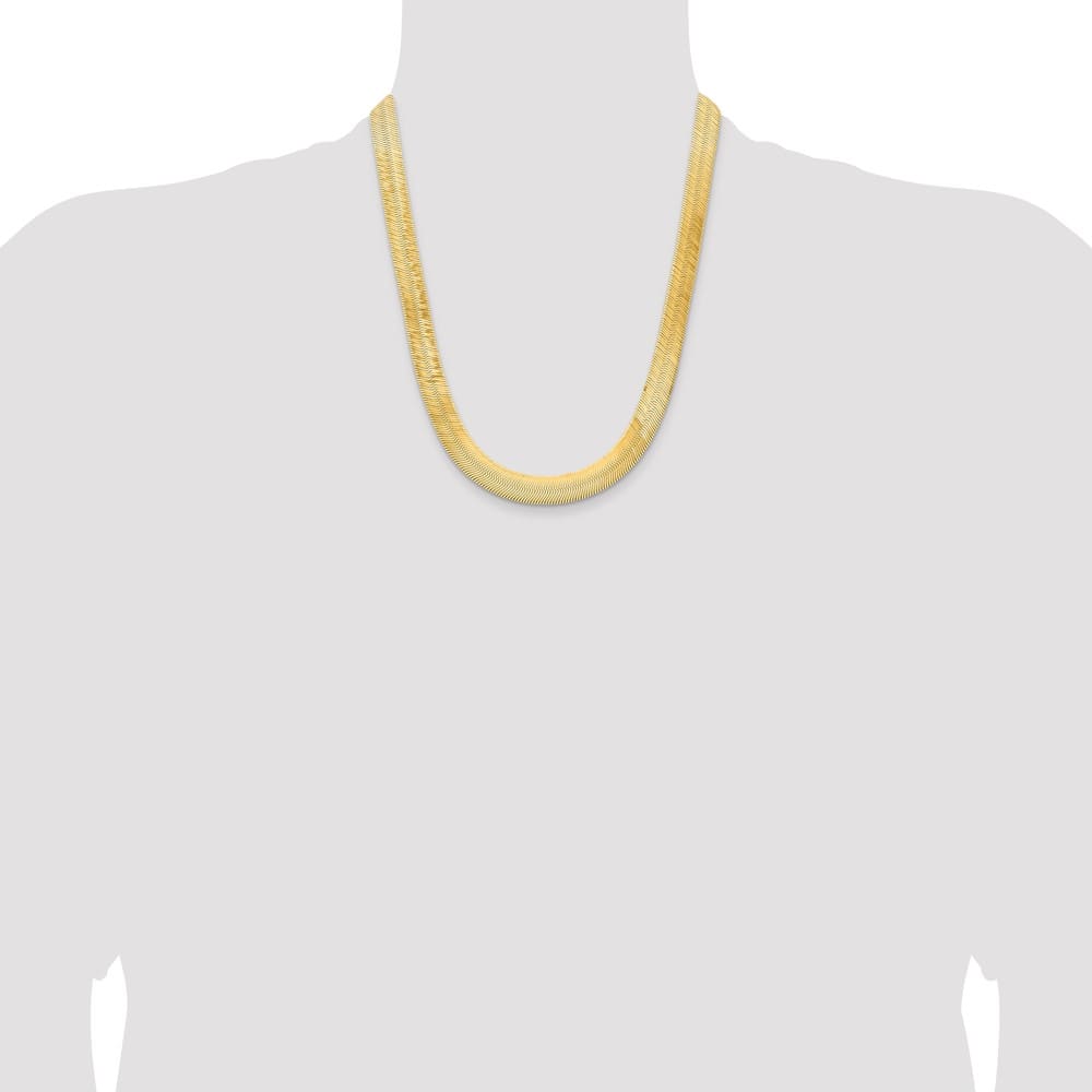 10K Yellow Gold 10mm Silky Herringbone Chain Size 22