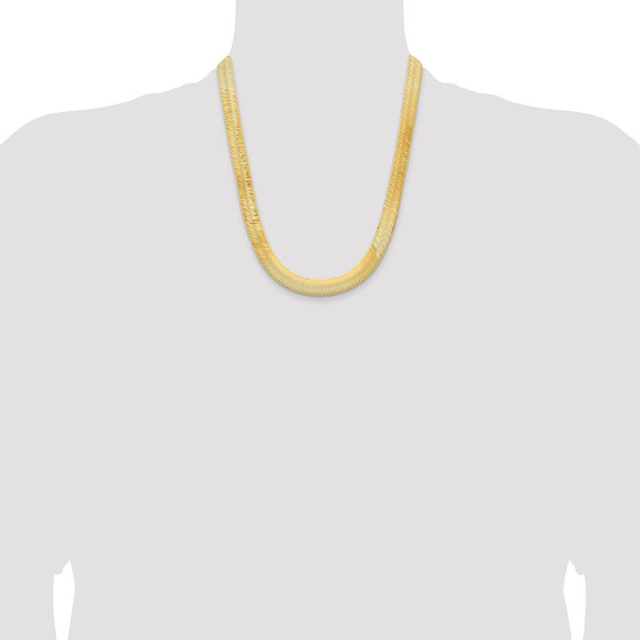 10K Yellow Gold 10mm Silky Herringbone Chain Size 22