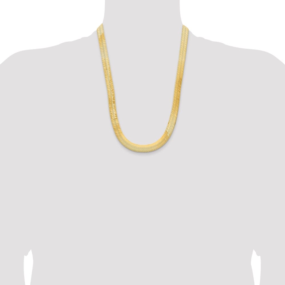 10K Yellow Gold 10mm Silky Herringbone Chain Size 24