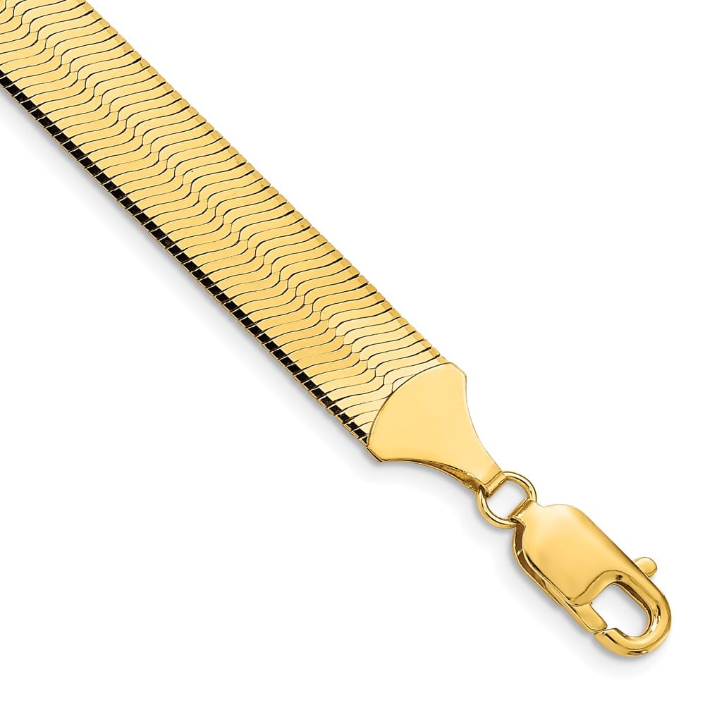 10K Yellow Gold 10mm Silky Herringbone Chain Size 7