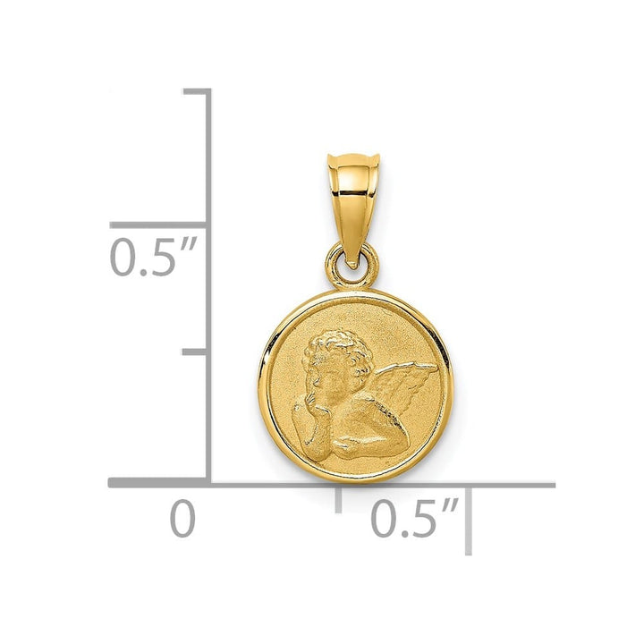 10K Yellow Gold 10mm Textured Round Angel Coin Charm