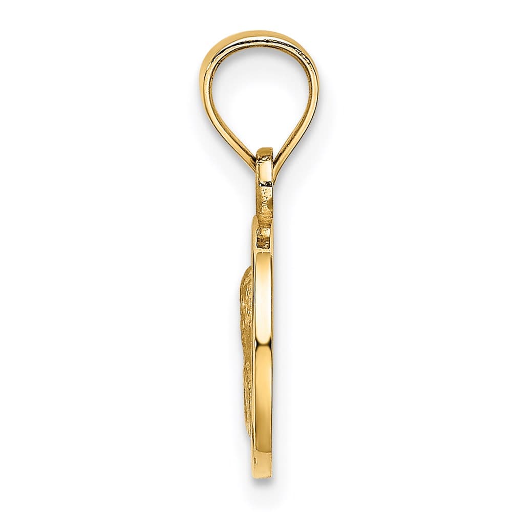 10K Yellow Gold 10mm Textured Round Angel Coin Charm