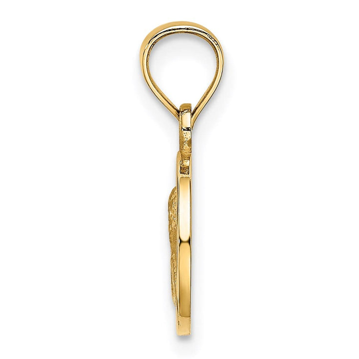 10K Yellow Gold 10mm Textured Round Angel Coin Charm