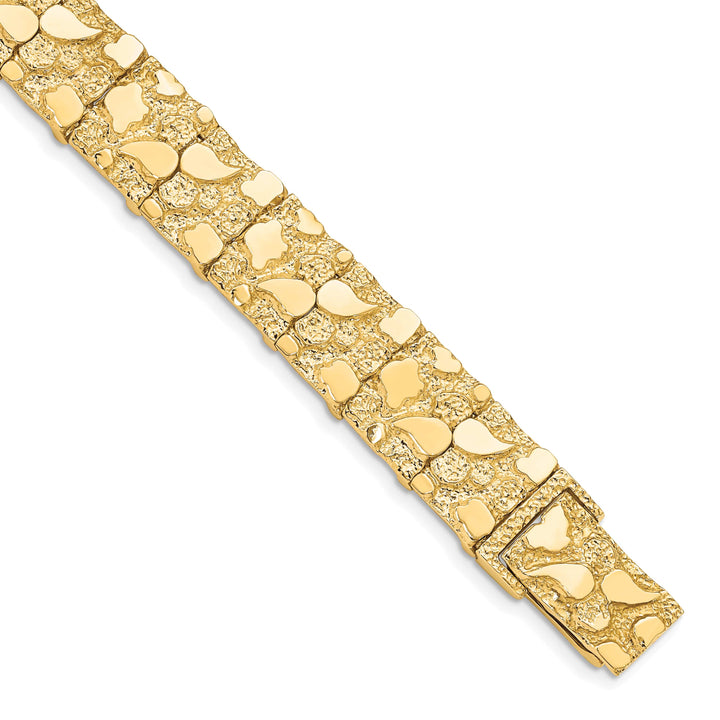 10K Yellow Gold 12.0mm Nugget Bracelet 7 Inch