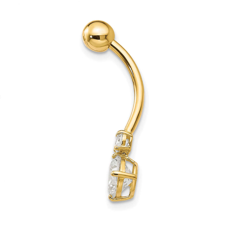 10k Yellow Gold 14 Gauge 3mm and 6mm CZ Belly Dangle