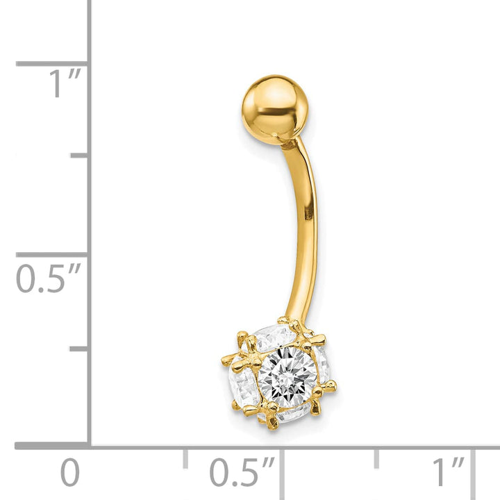 10k Yellow Gold 14 Gauge 7mm CZ Ball Belly Dangle