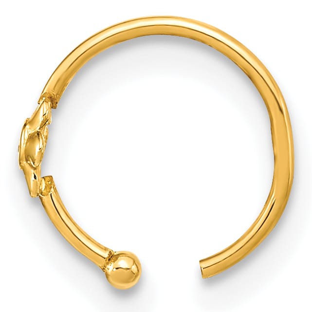 10k Yellow Gold 18 Gauge Hoop with CZ Nose Ring