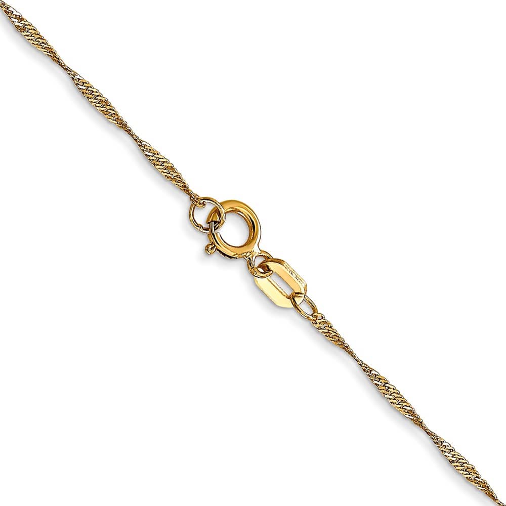 10K Yellow Gold 1mm Carded Singapore Chain