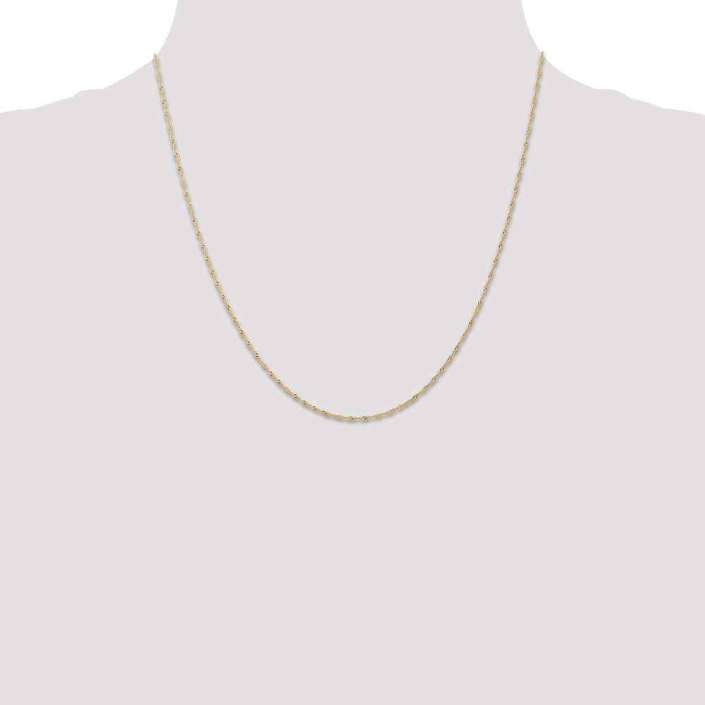 10K Yellow Gold 1mm Carded Singapore Chain Size 20