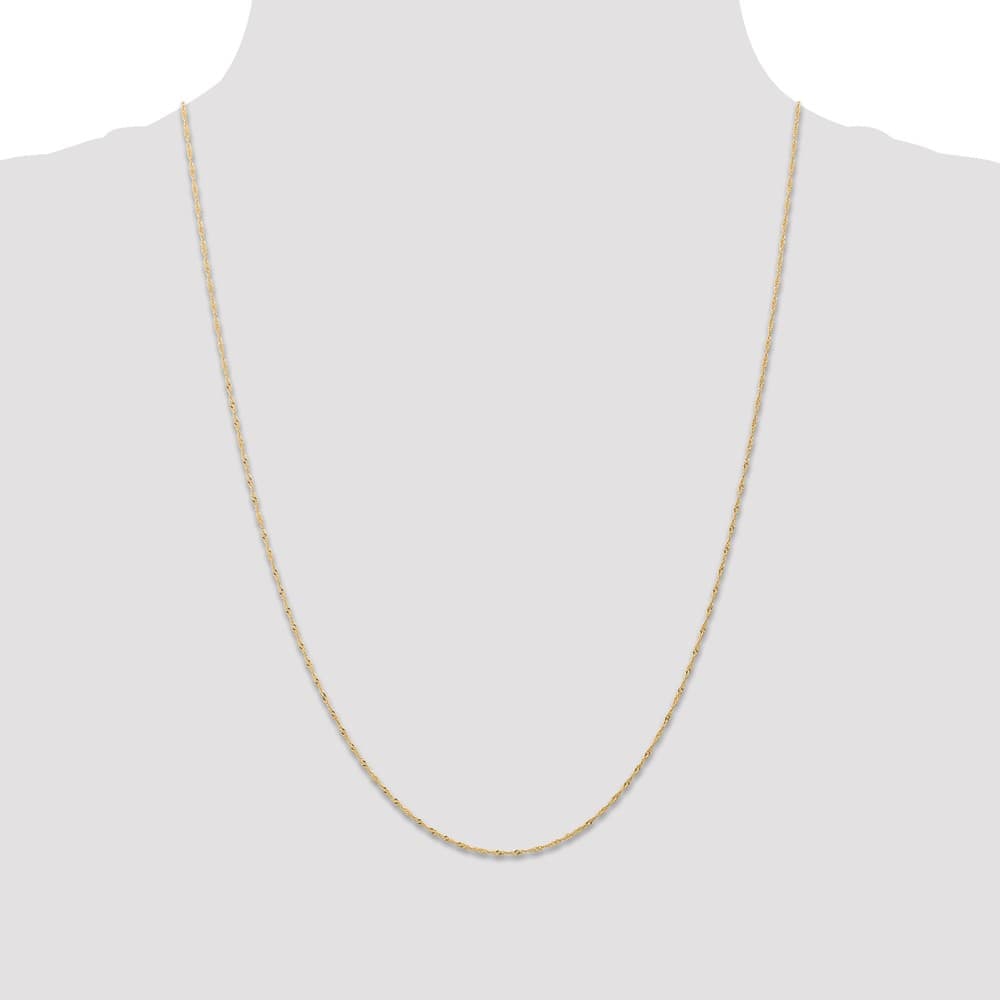 10K Yellow Gold 1mm Carded Singapore Chain Size 24