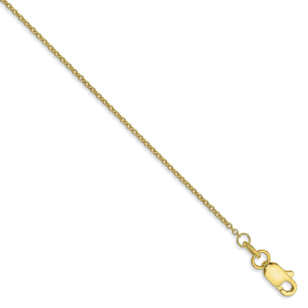10K Yellow Gold 1mm Round Open Link Cable Chain Anklet 9 Inch