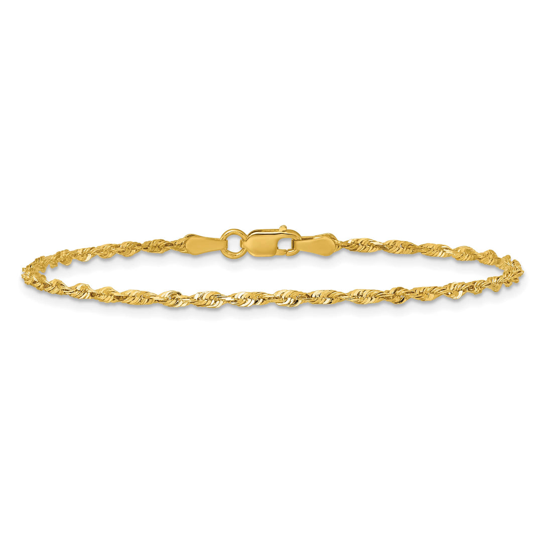 10K Yellow Gold 2.0mm Extra-Light D.C. Rope Chain Anklet 10 Inch